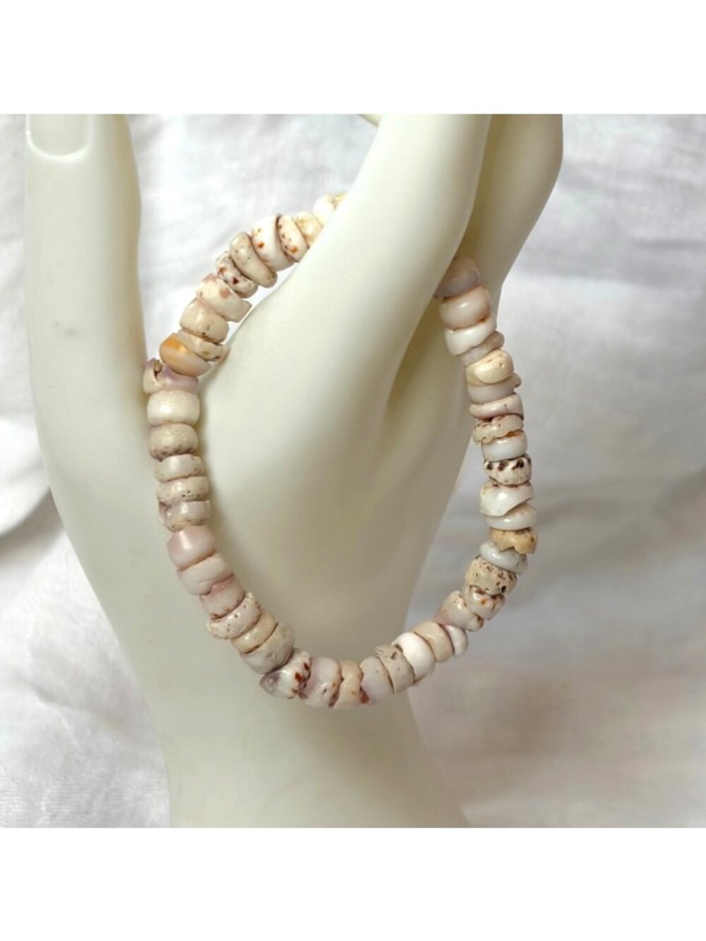 Vintage Puka Shell Bracelet Barrel Clasp 7.5" Boho Surfer Hawaiian Outer Banks